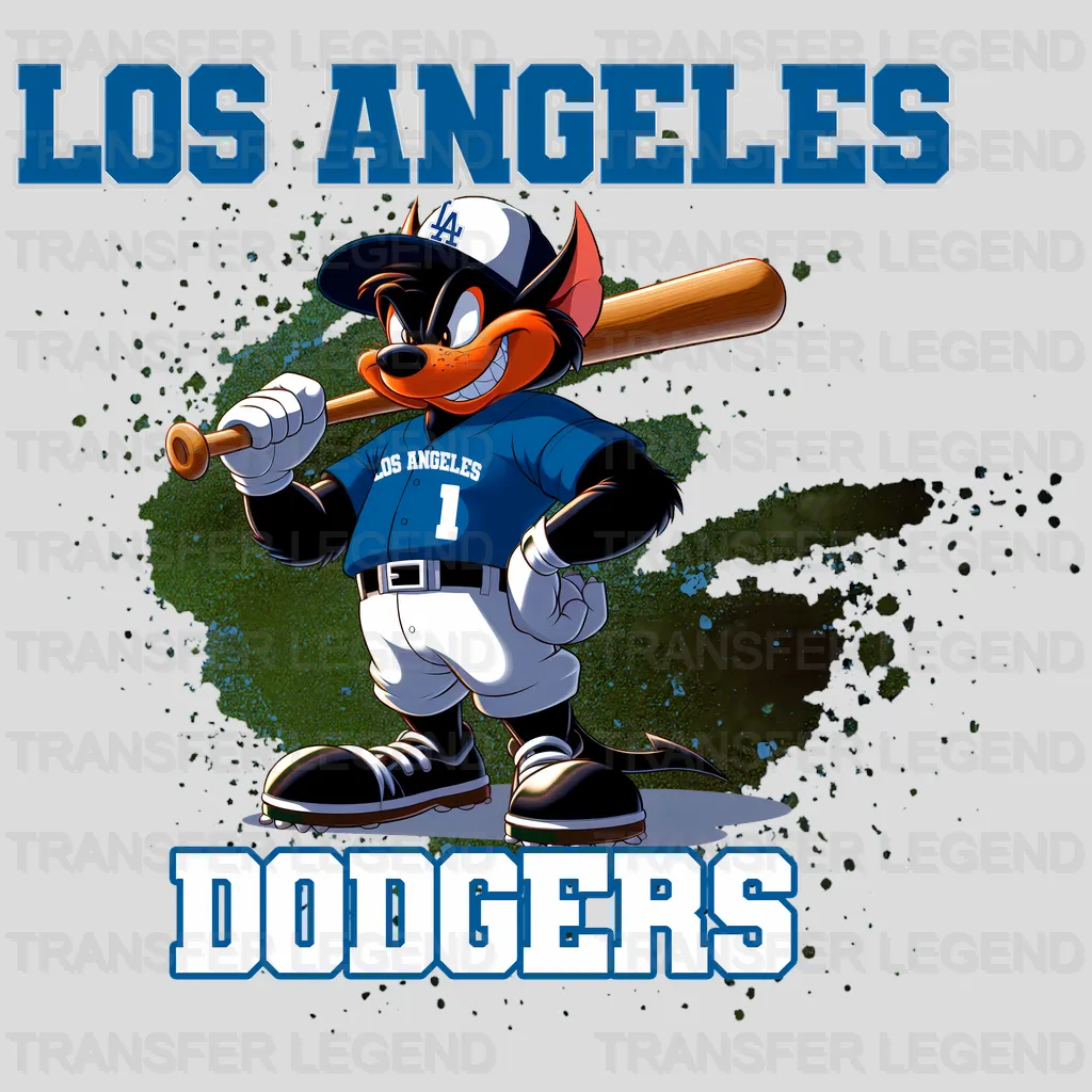 Los Angeles Dodgers MLB Cartoon Kid Player Batting - DTF Iron On Transfer
