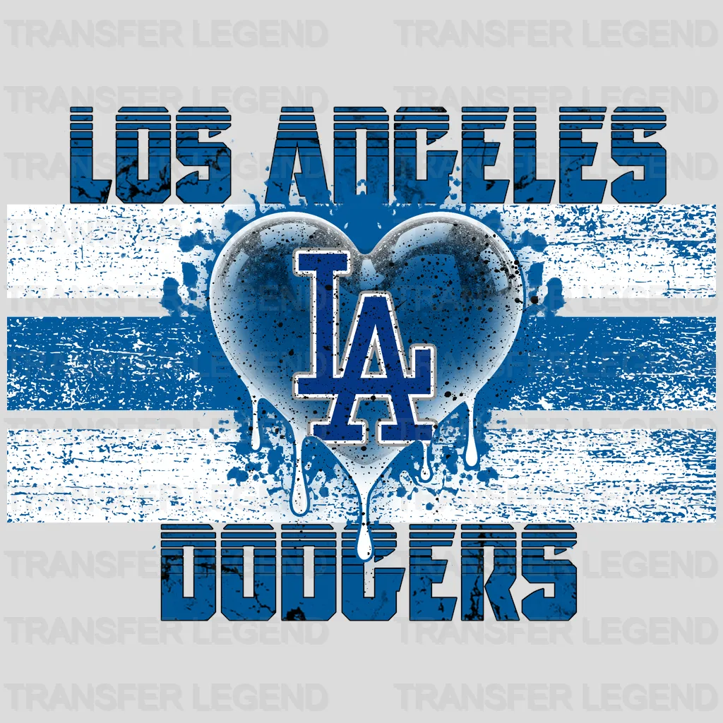 Los Angeles Dodgers MLB Distressed Flag Heart Shape - DTF Iron On Transfer