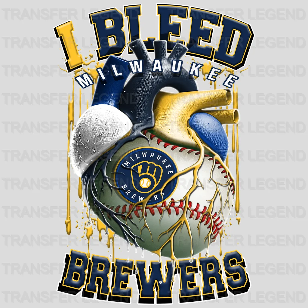 Milwaukee Brewers MLB I Bleed Navy & Gold DTF Iron On Transfer