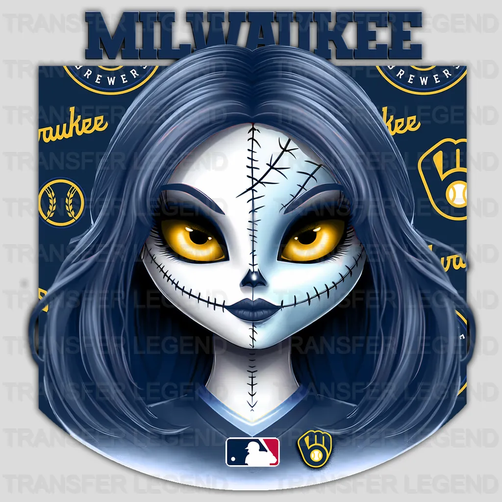 Milwaukee Brewers MLB Gothic Girl Illustration - DTF Iron On Transfer