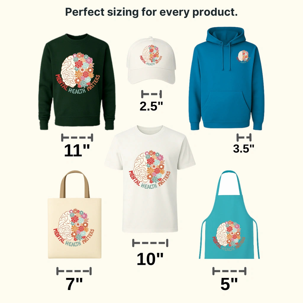 Mental Health Matters Colorful Floral Brain  - Motivational - Inspirational Design - DTF heat transfer - transferlegend