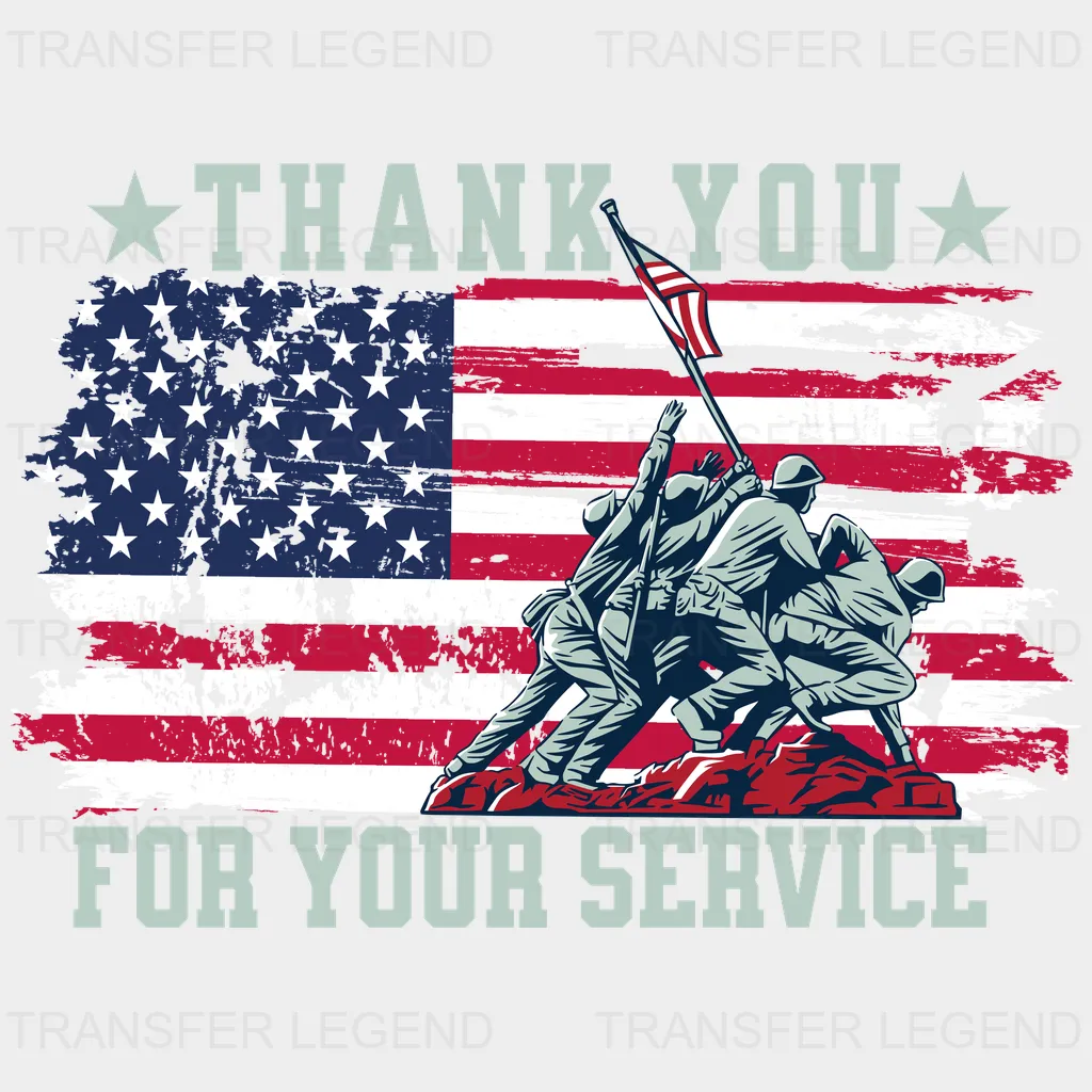 Thank You For Your Service- Memorial Day DTF Transfer - transferlegend