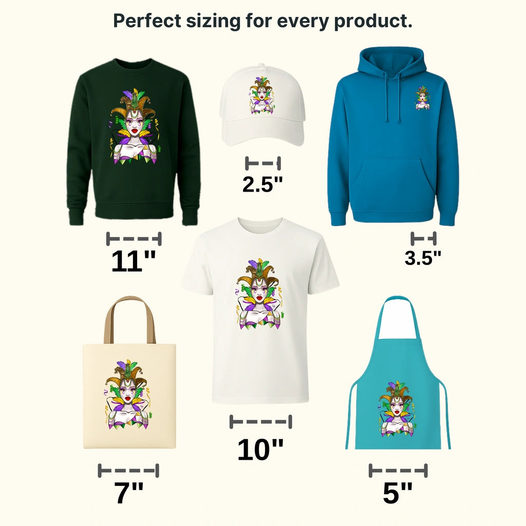 Lady Mardi Gras Design- Mardi Gras DTF heat transfer - transferlegend
