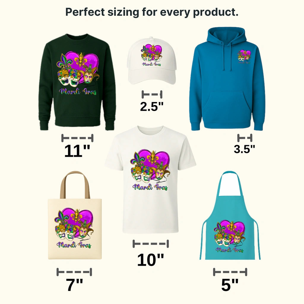 Masks Mardi Gras Design- Mardi Gras DTF heat transfer - transferlegend