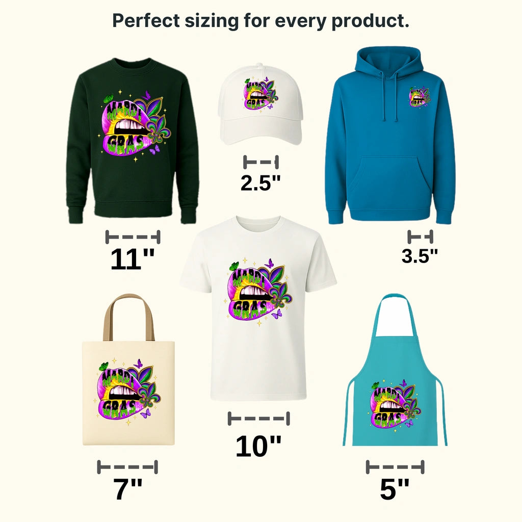 Lips Mardi Gras Design- Mardi Gras DTF heat transfer - transferlegend