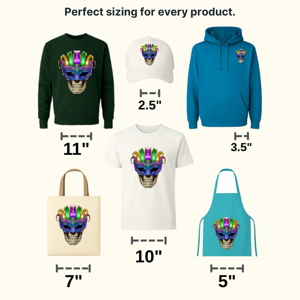 Skull Mardi Gras Design- Mardi Gras DTF heat transfer - transferlegend