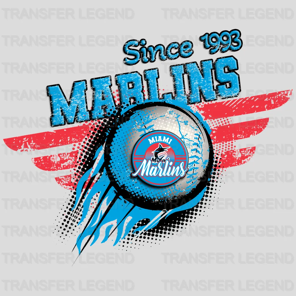 Miami Marlins MLB Since 1993 DTF Iron On Transfer