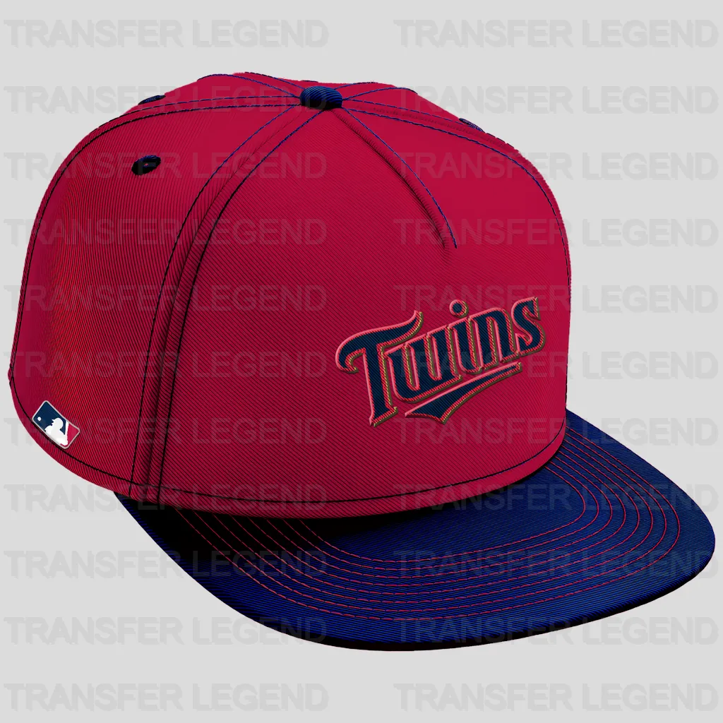 Minnesota Twins MLB Realistic Red Cap Hat Mockup - DTF Iron On Transfer