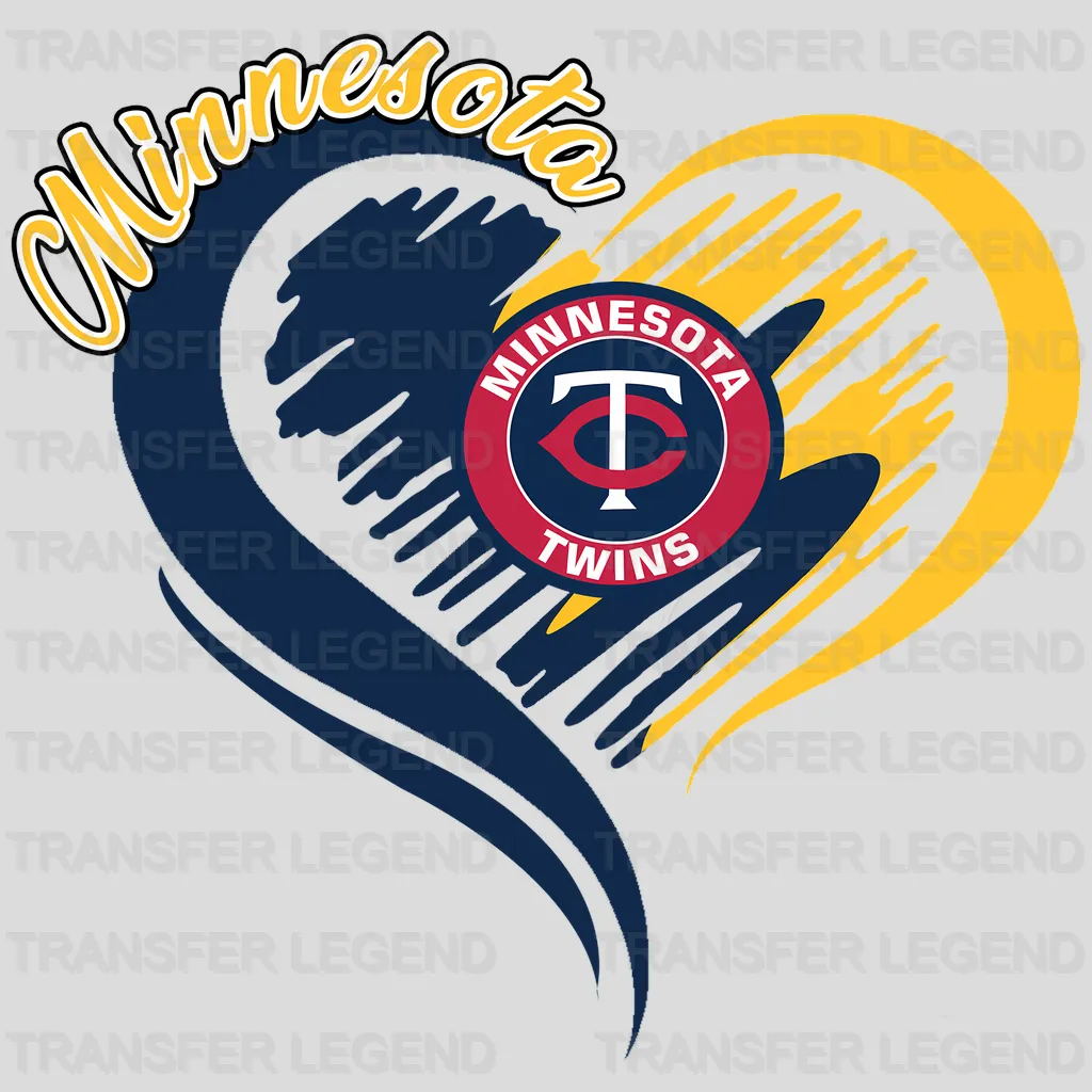 Minnesota Twins MLB Swirl Heart Shape Artistic Logo - DTF Iron On Transfer