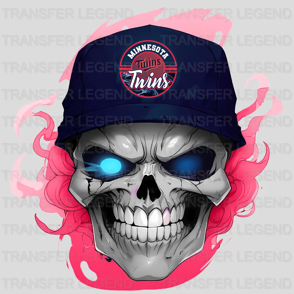 Minnesota Twins MLB Skull With Cap & Smoke Effect - DTF Iron On Transfer
