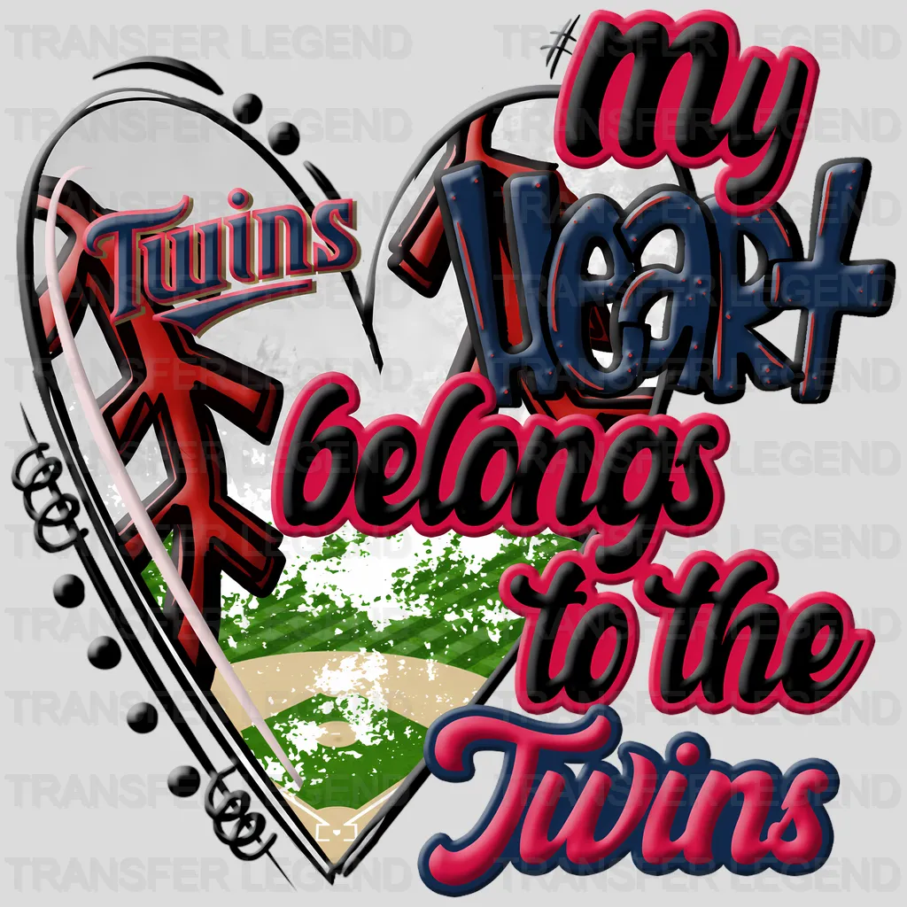 Minnesota Twins MLB My Heart Belongs To The Twins DTF Iron On Transfer