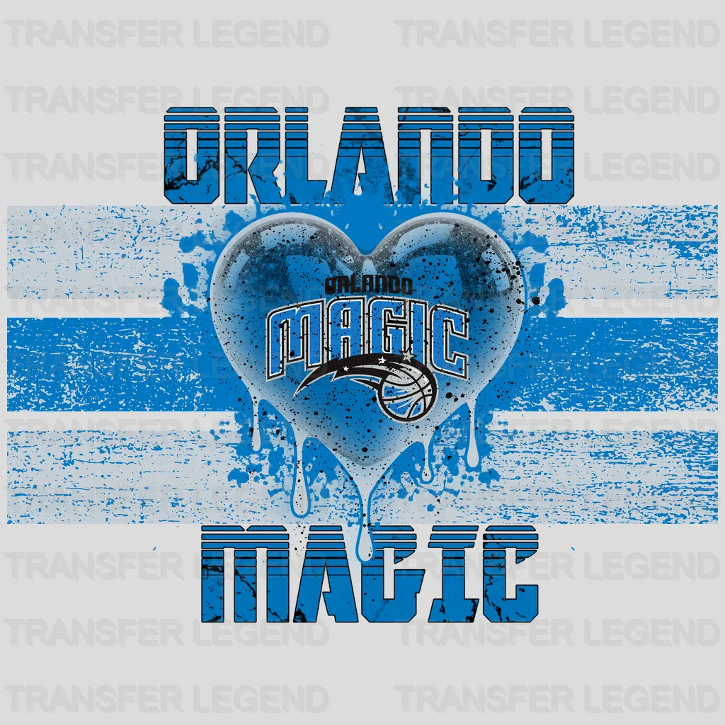 Orlando Magic NBA Distressed Flag Heart Shape - DTF Iron On Transfer
