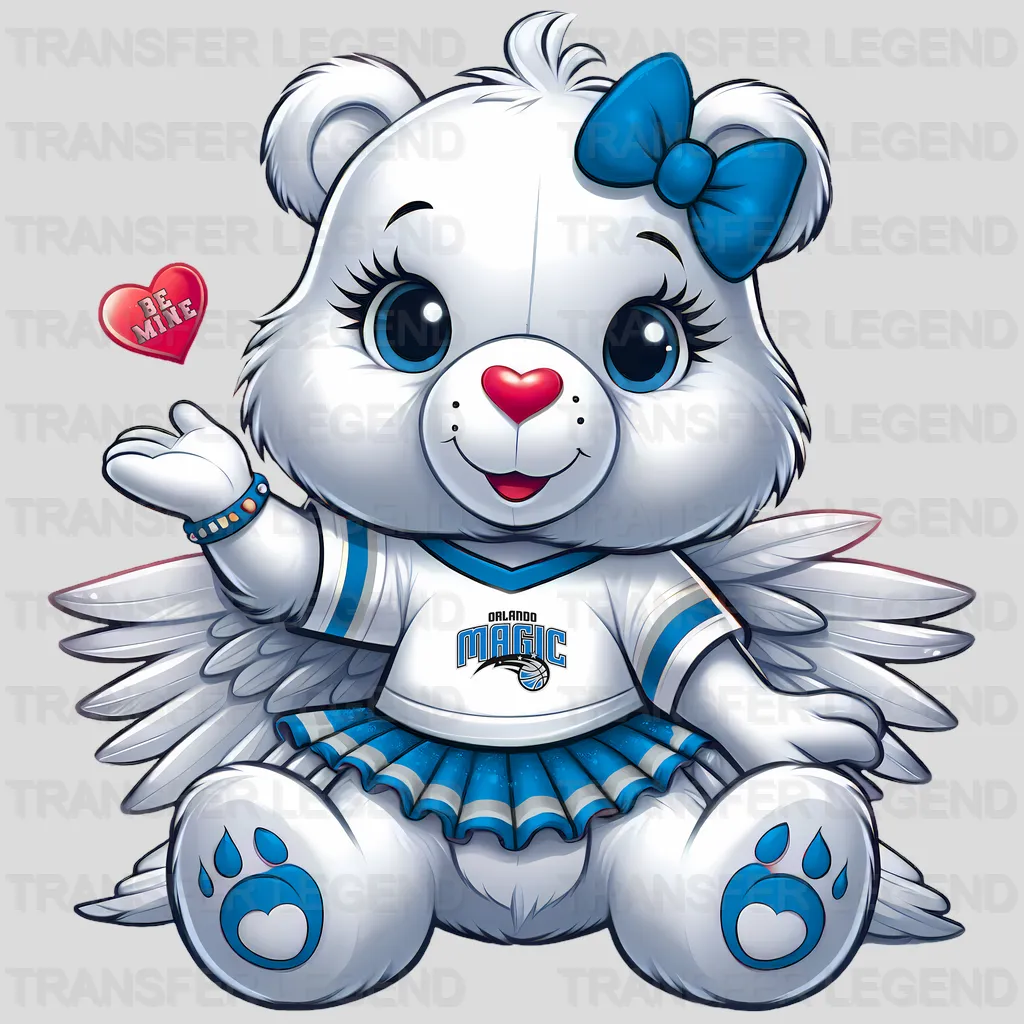 Orlando Magic NBA Cute Care Bear Mascot Blue & White - DTF Iron On Transfer