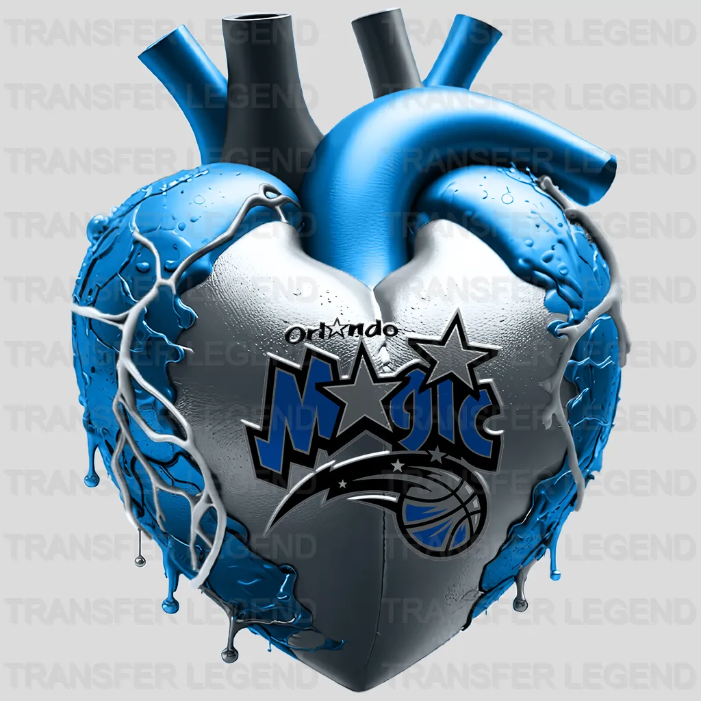 Orlando Magic NBA Realistic Anatomical Heart Art - DTF Iron On Transfer