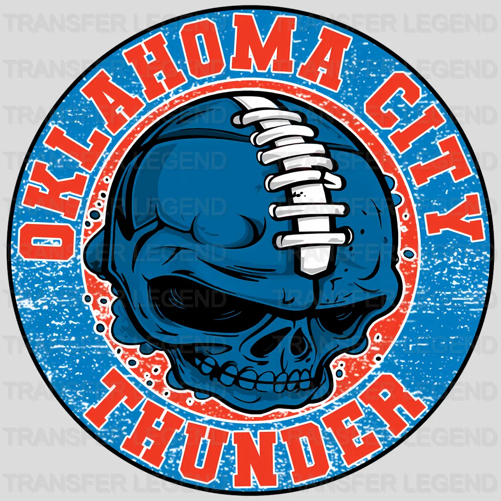 Oklahoma City Thunder NBA Blue Skull With Helmet Art - DTF Iron On Transfer