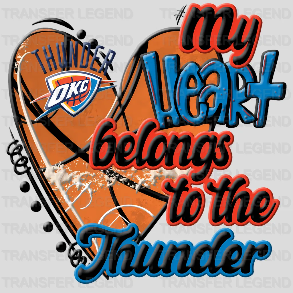 Oklahoma City Thunder NBA Oklahoma City My Heart Belongs To The Thunder DTF Iron On Transfer