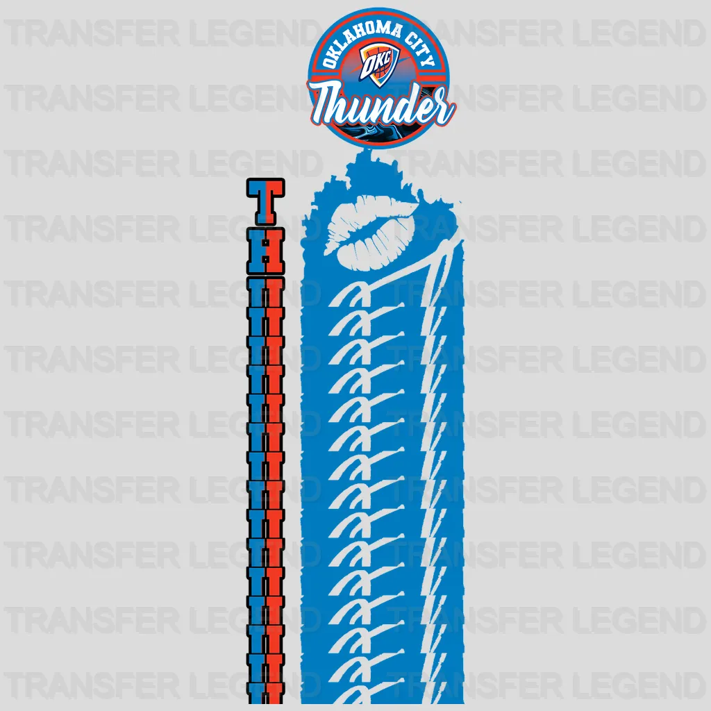 Oklahoma City Thunder NBA Vertical Strip Banner Logo Blue - DTF Iron On Transfer