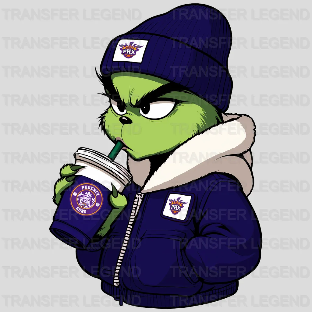 Phoenix Suns NBA The Grinch Drinking Coffee - DTF Iron On Transfer