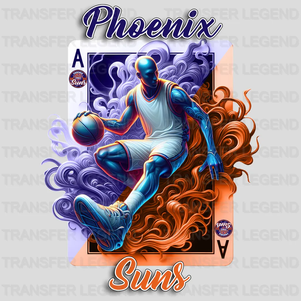 Phoenix Suns NBA Skeleton Playing Card Art - DTF Iron On Transfer