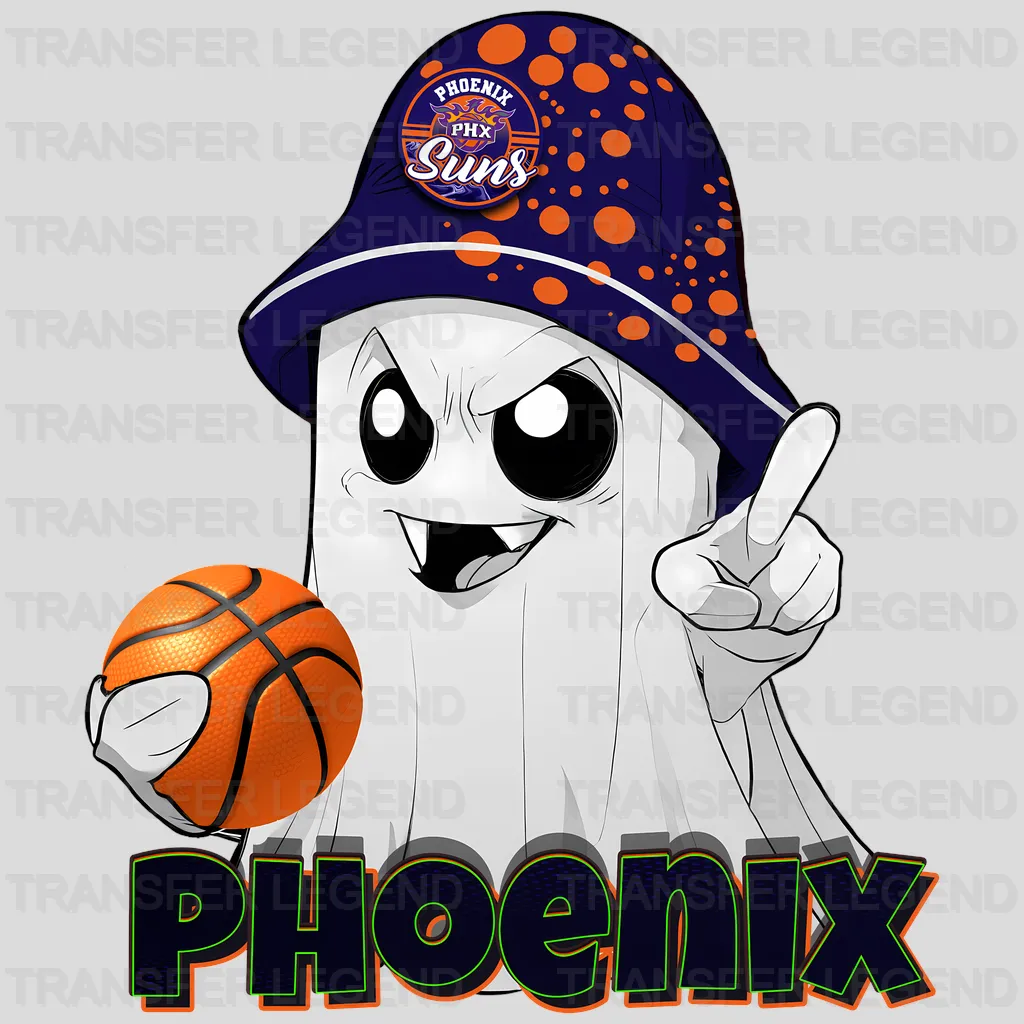 Phoenix Suns NBA Cute Ghost With Hat & Halloween - DTF Iron On Transfer