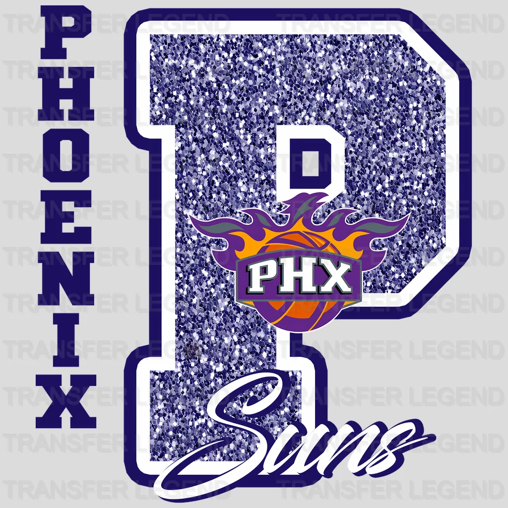 Phoenix Suns NBA Glitter Chenille Letter P Logo - DTF Iron On Transfer