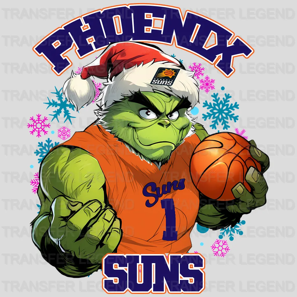 Phoenix Suns NBA Grinch Christmas Santa Hat Art - DTF Iron On Transfer