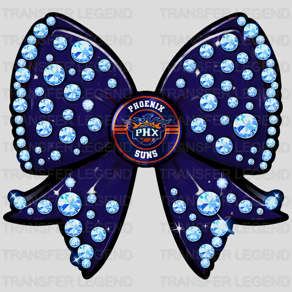 Phoenix Suns NBA Glitter Sequin Purple Bow Ribbon - DTF Iron On Transfer