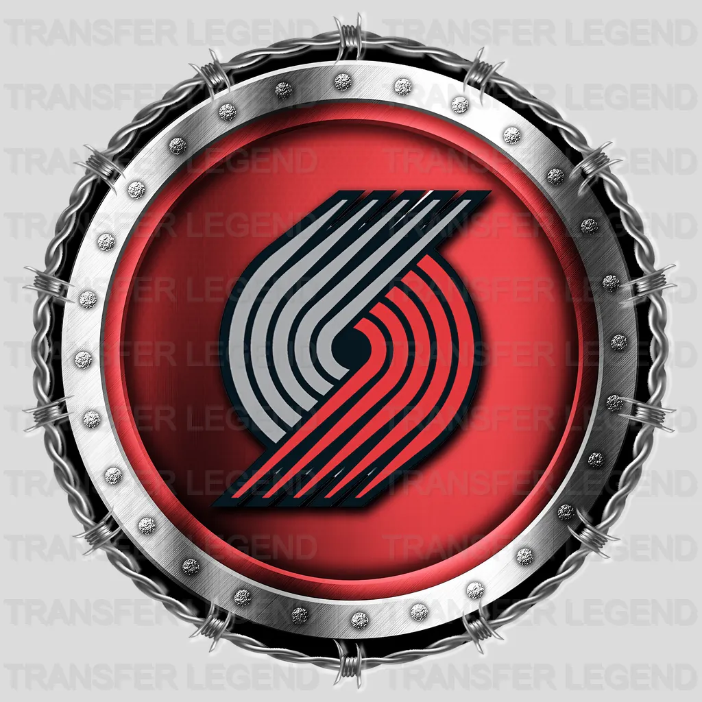 Portland Trail Blazers NBA Chrome Metal Circle Badge 3D - DTF Iron On Transfer