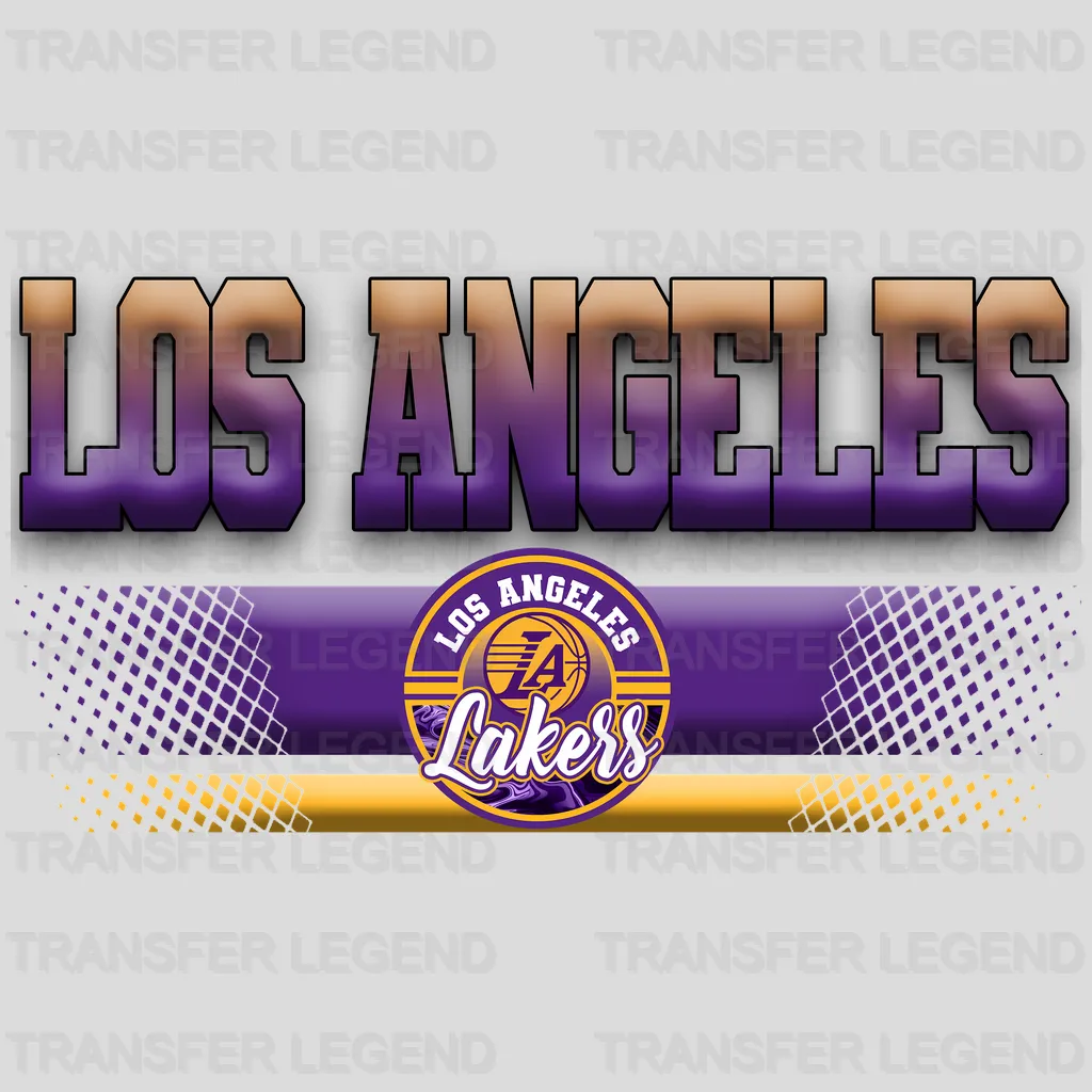 Los Angeles Lakers NBA Text Logo Purple Gradient - DTF Iron On Transfer