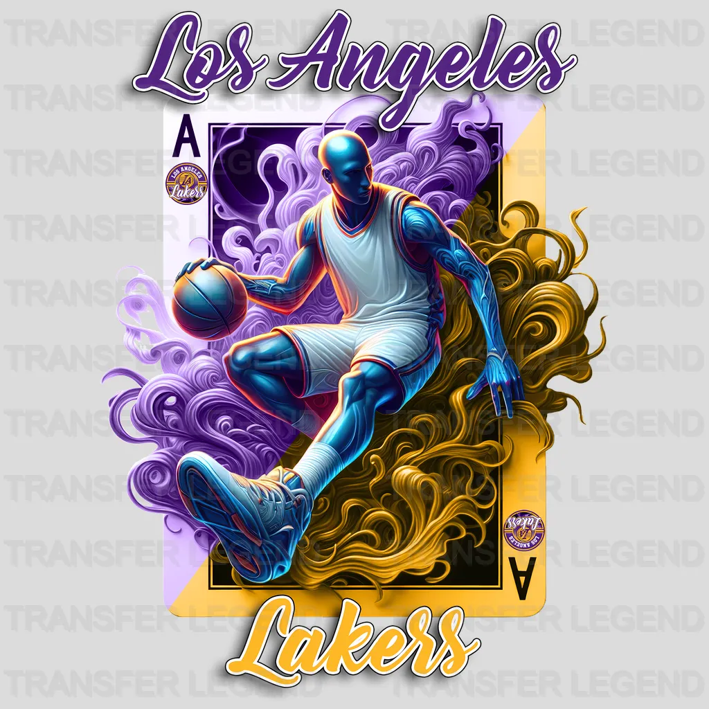 Los Angeles Lakers NBA Skeleton Playing Card Art - DTF Iron On Transfer