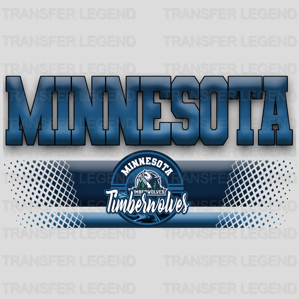 Minnesota Timberwolves NBA Text Logo Blue Gradient - DTF Iron On Transfer