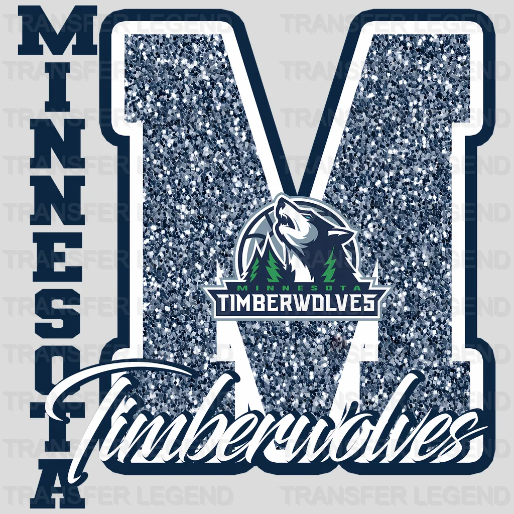 Minnesota Timberwolves NBA Glitter Chenille Letter M Logo - DTF Iron On Transfer