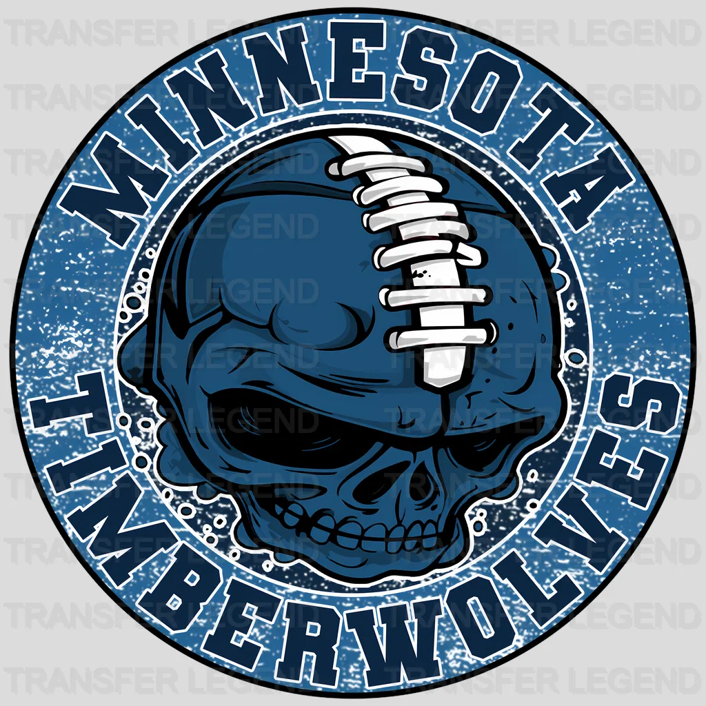 Minnesota Timberwolves NBA Blue Skull With Helmet Art - DTF Iron On Transfer