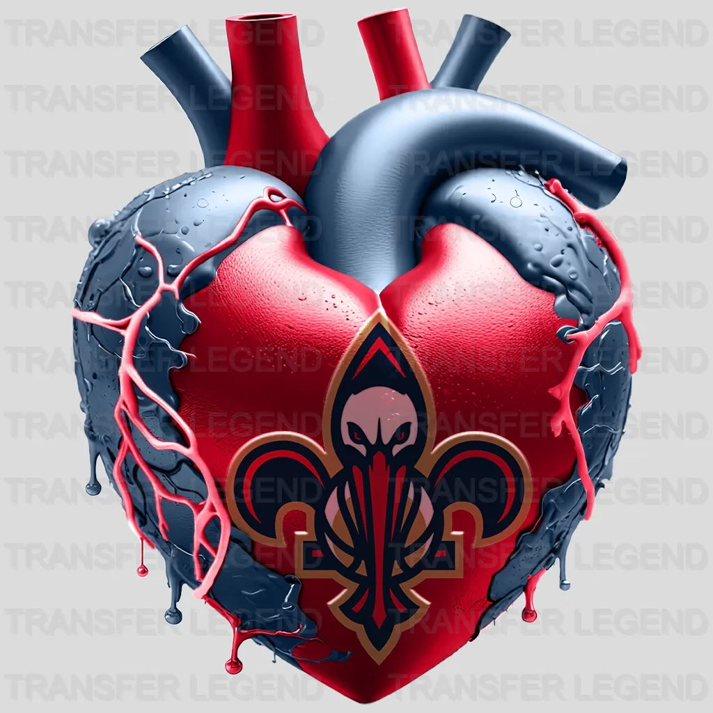 New Orleans Pelicans NBA Realistic Anatomical Heart Art - DTF Iron On Transfer