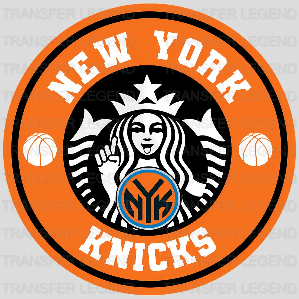 New York Knicks NBA Coffee Logo Parody Emblem Orange - DTF Iron On Transfer