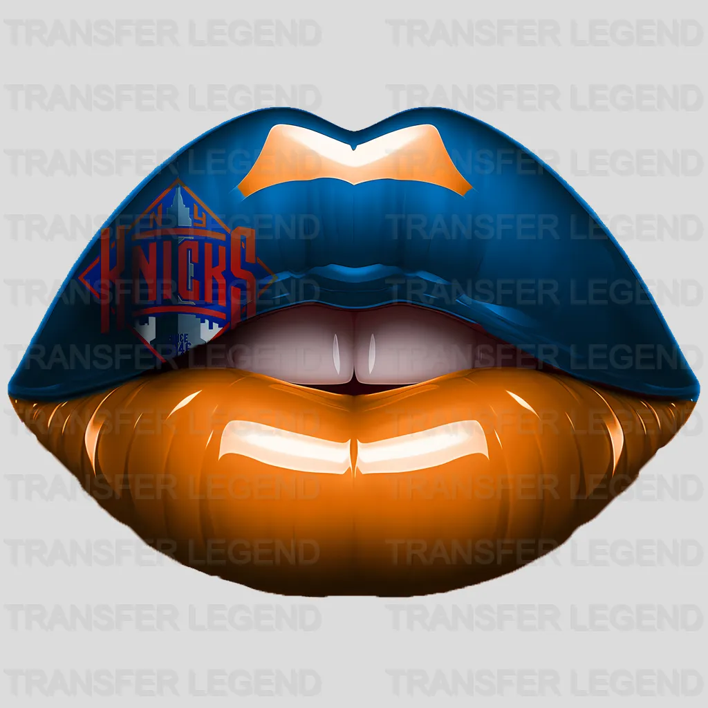 New York Knicks NBA Blue & Orange Lips Logo Art Illustration - DTF Iron On Transfer
