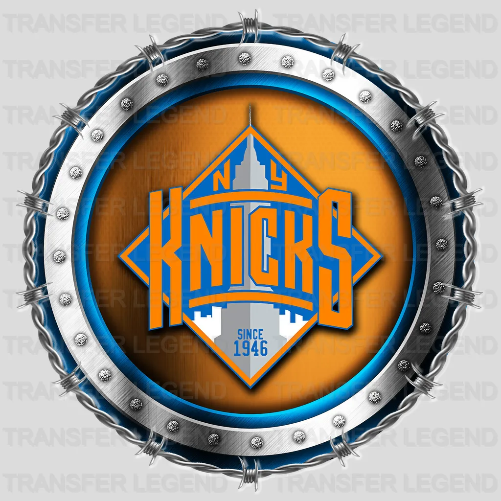 New York Knicks NBA Chrome Metal Circle Badge 3D - DTF Iron On Transfer