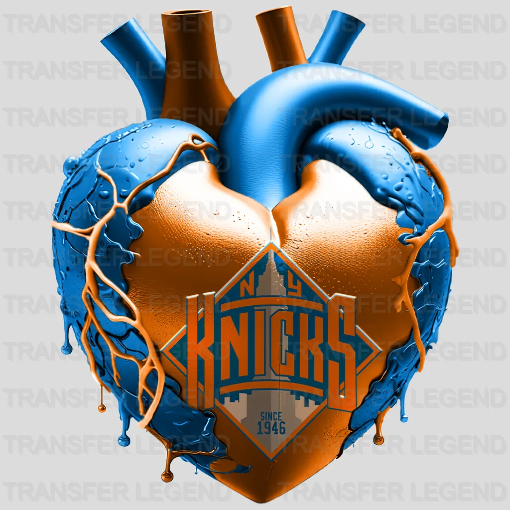 New York Knicks NBA Realistic Anatomical Heart Art - DTF Iron On Transfer