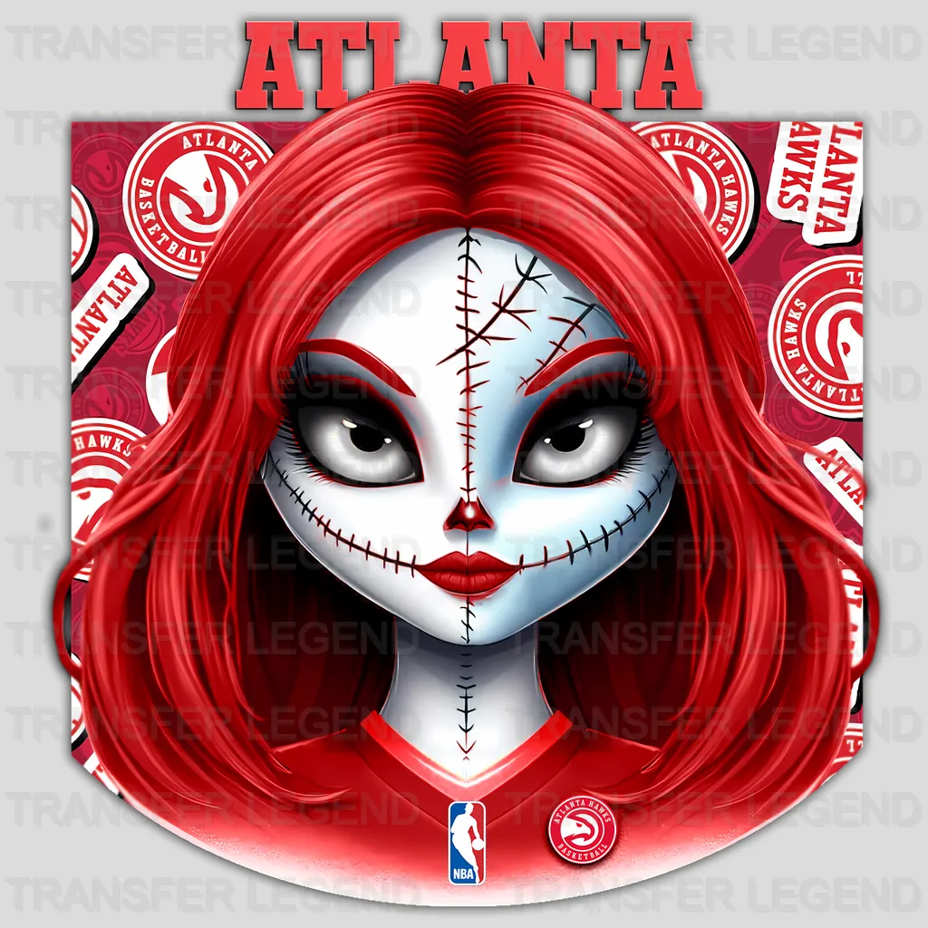 Atlanta Hawks NBA Gothic Girl Illustration - DTF Iron On Transfer