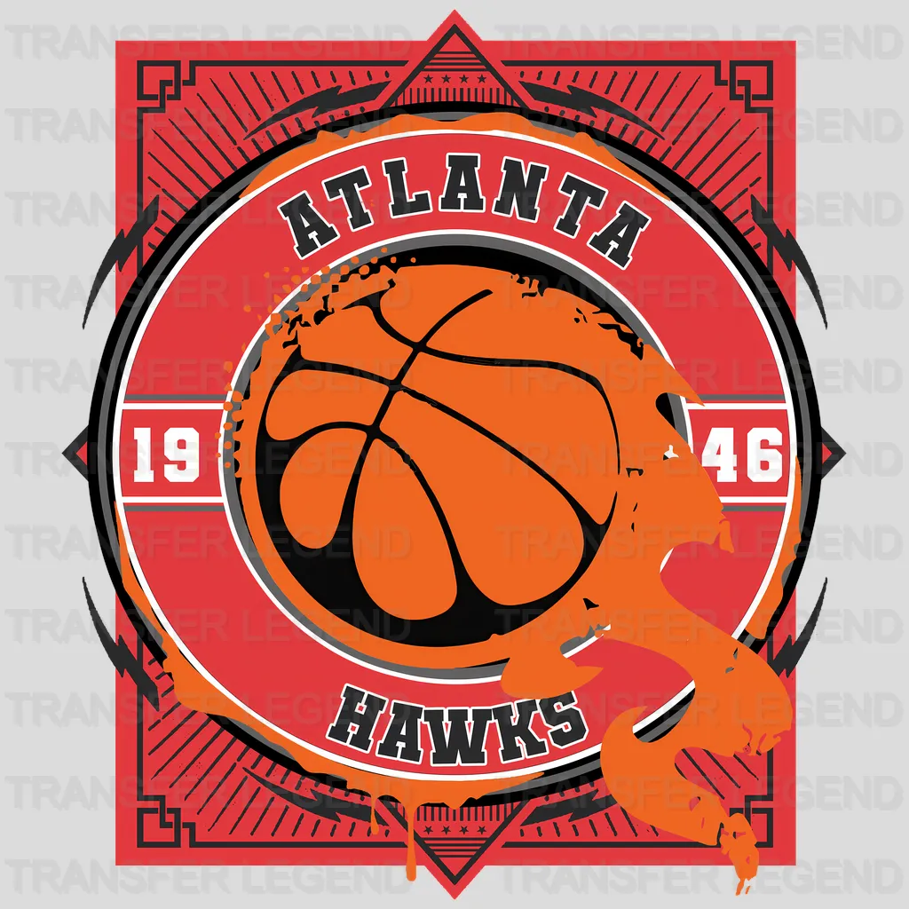 Atlanta Hawks NBA Orange Shape Logo Art - DTF Iron On Transfer
