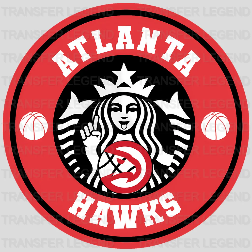 Atlanta Hawks NBA Coffee Logo Parody Emblem - DTF Iron On Transfer