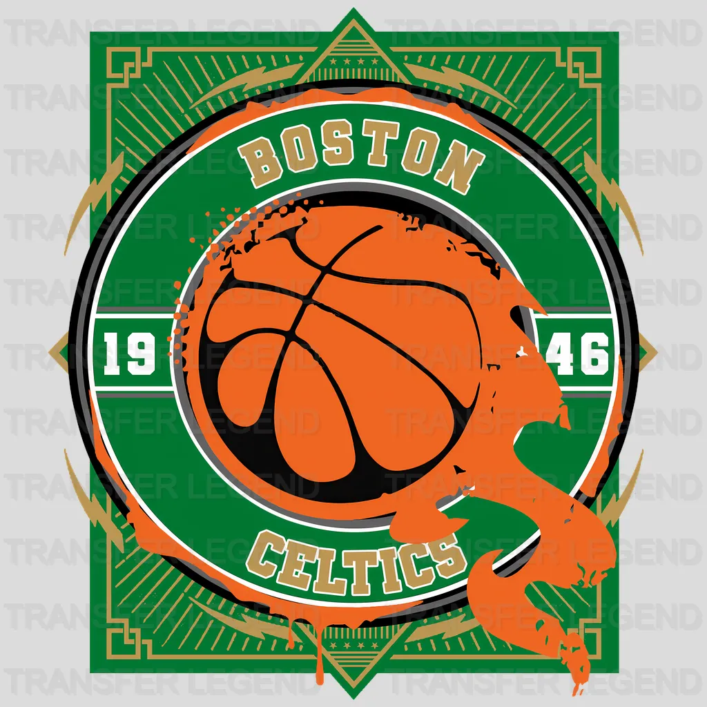 Boston Celtics NBA Orange Shape Logo Art - DTF Iron On Transfer