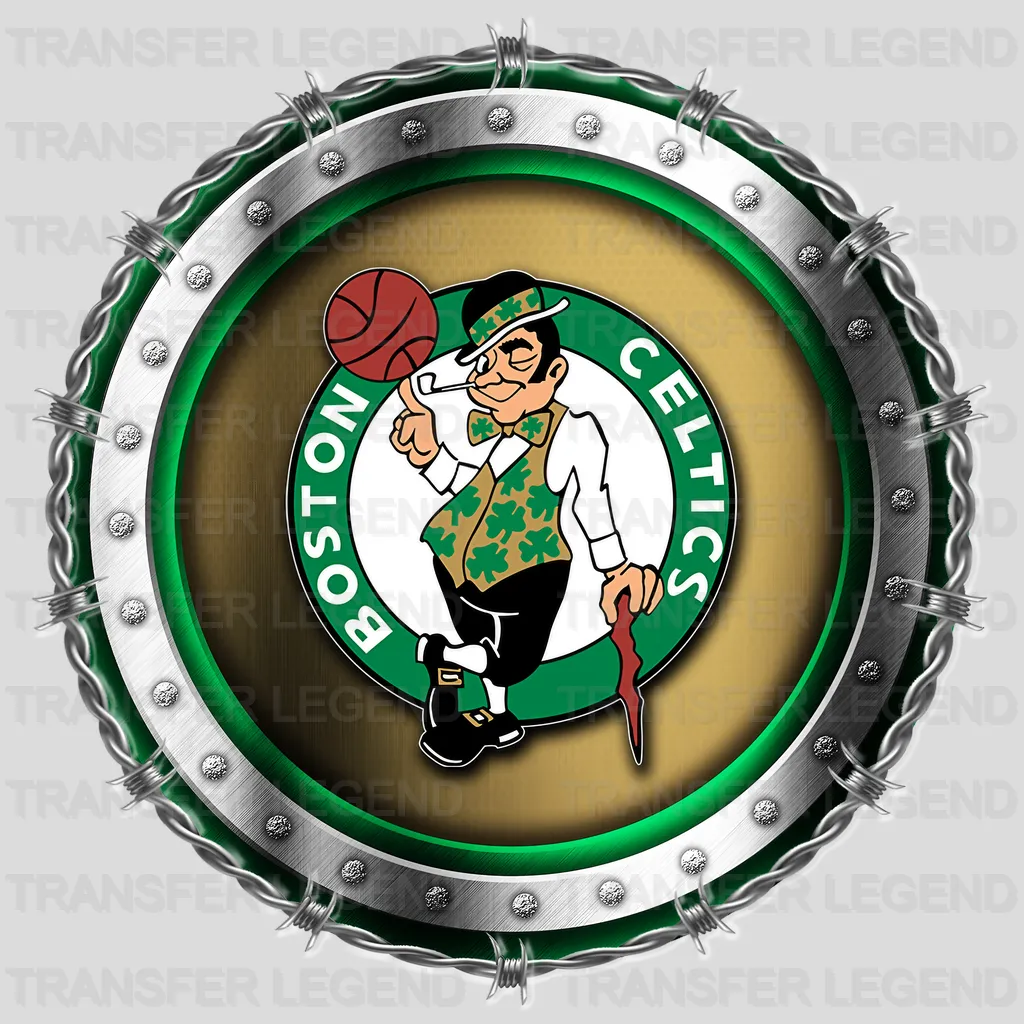 Boston Celtics NBA Chrome Metal Circle Badge 3D - DTF Iron On Transfer