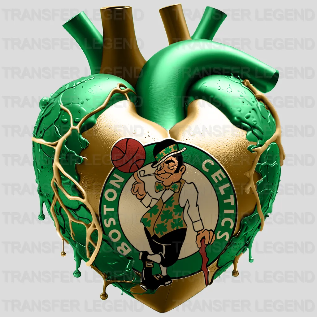 Boston Celtics NBA Realistic Anatomical Heart Art - DTF Iron On Transfer