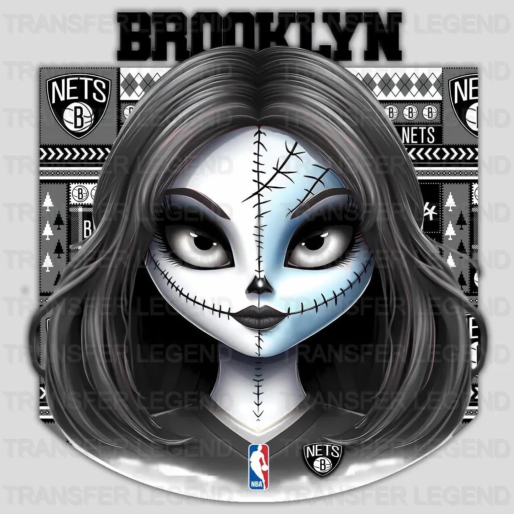 Brooklyn Nets NBA Gothic Girl Illustration - DTF Iron On Transfer