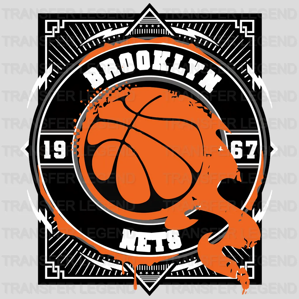 Brooklyn Nets NBA Orange Shape Logo Art - DTF Iron On Transfer