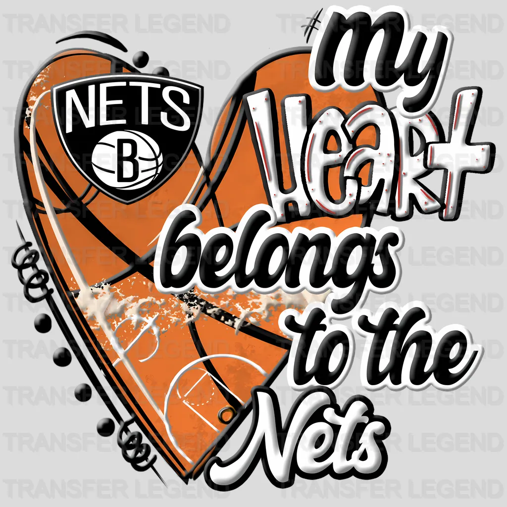 Brooklyn Nets NBA My Heart Belongs To The Nets DTF Iron On Transfer