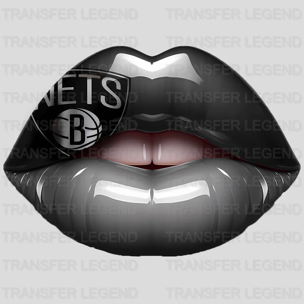 Brooklyn Nets NBA Black Lips Logo Art Illustration - DTF Iron On Transfer