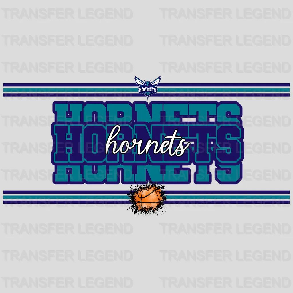 Charlotte Hornets NBA Text Logo Strip Banner - DTF Iron On Transfer