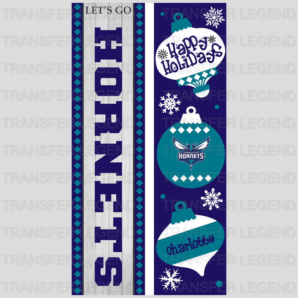 Charlotte Hornets NBA Vertical Strip Banner Logo Patterned - DTF Iron On Transfer
